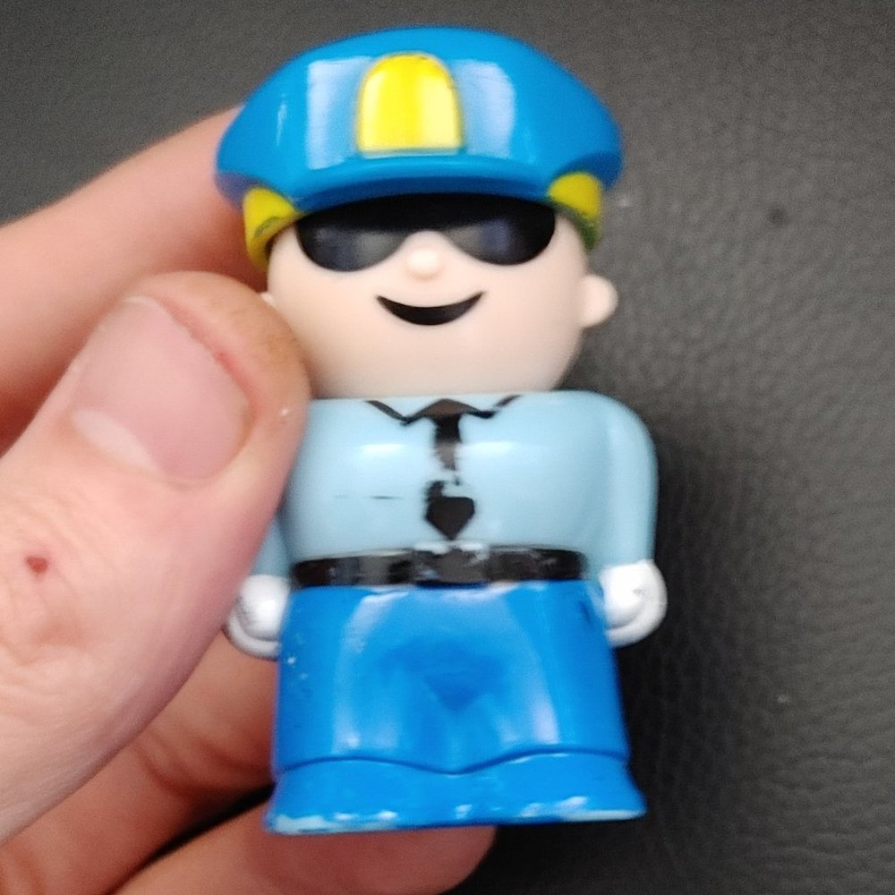 1988 Vintage Buddly L. Corp Police Man Mini Action Figure - Fisher-Price Style